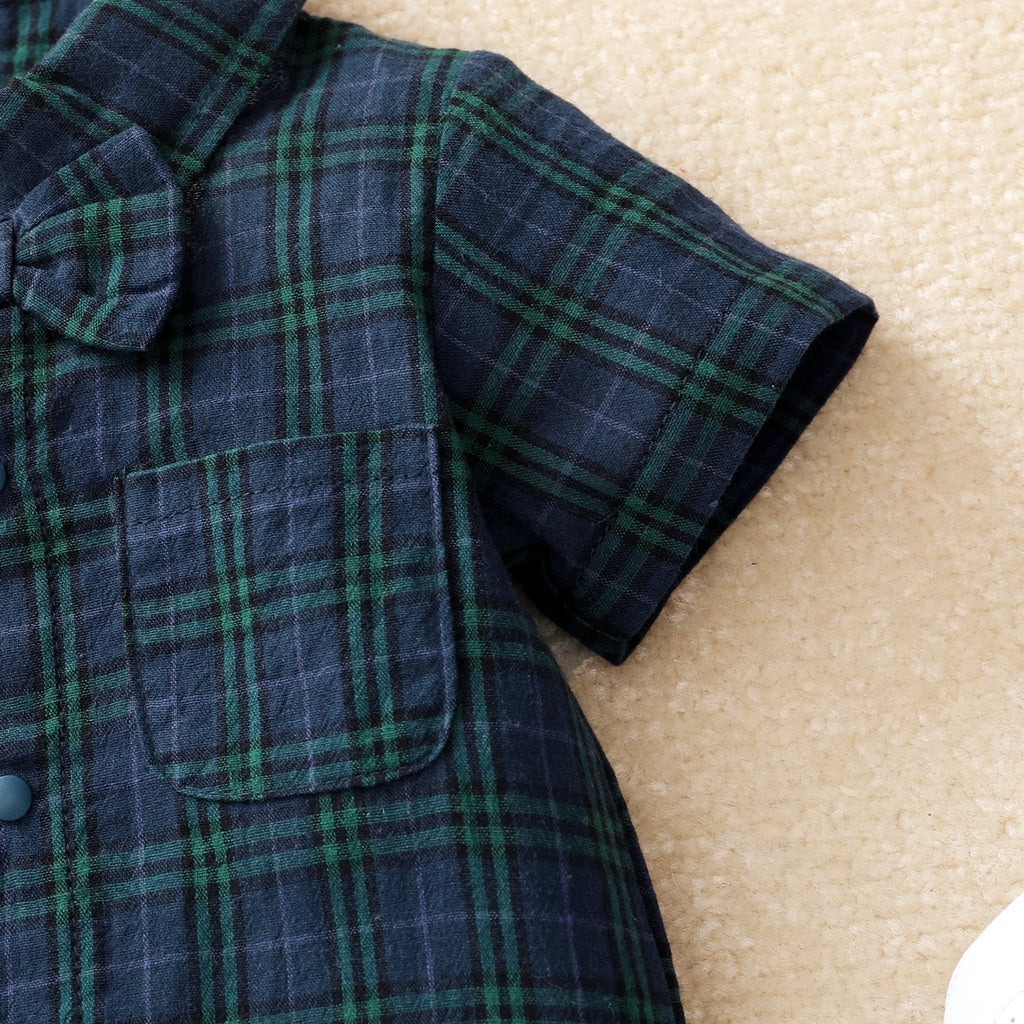 Baby Boy Plaid Gentleman Romper (0-18M)