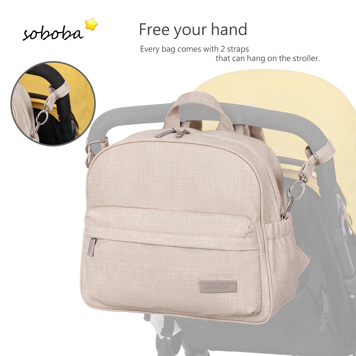 Soboba Stylish Waterproof Diaper Bag – Large Capacity Multi-Functional Backpack with 2 Straps
