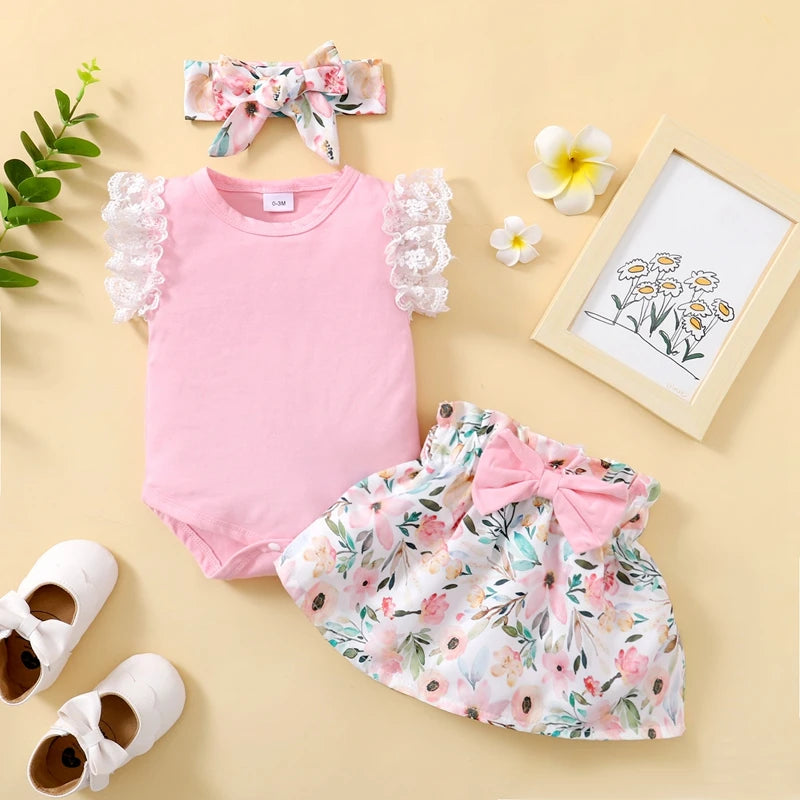 0-18 Months Newborn Baby Girl 3PCS Outfit