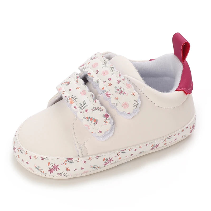 Infant Spring Sneakers – White Soft-Sole Non-Slip Prewalker Shoes