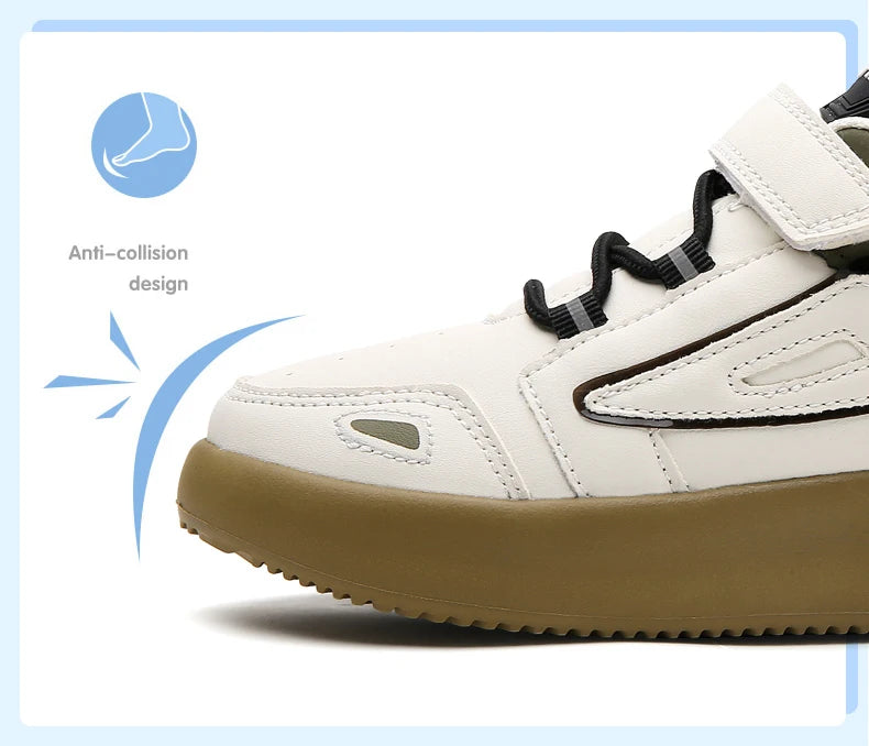 Kids’ Leather Sneakers – Casual, Non-Slip Running Shoes