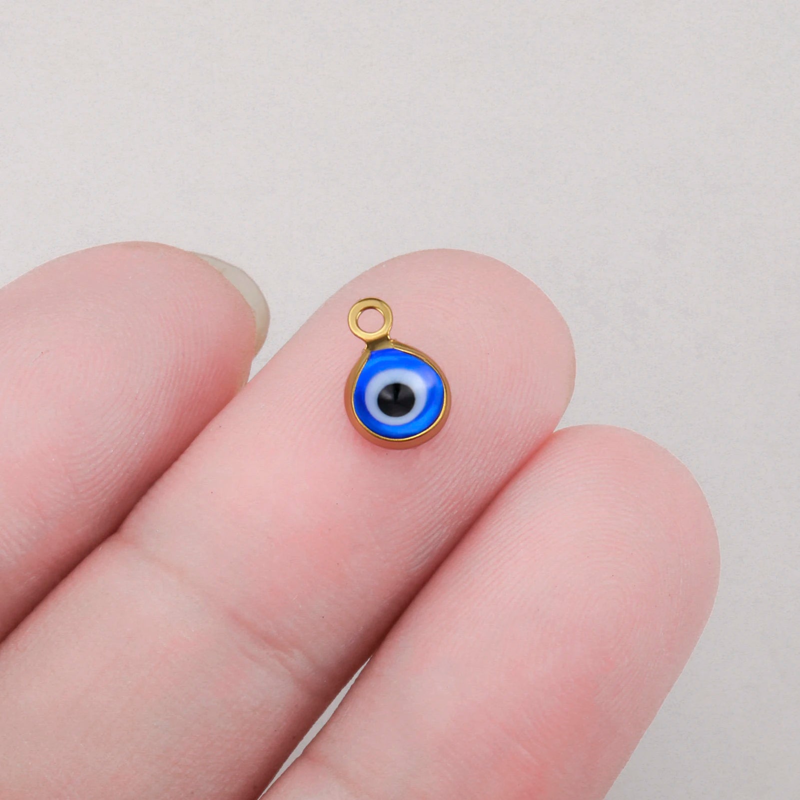 5Pcs Blue Evil Eye Stainless Steel