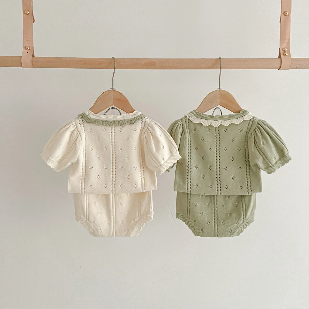 Baby Girl Knit Tee & Shorts Set – Summer (0–2Y)