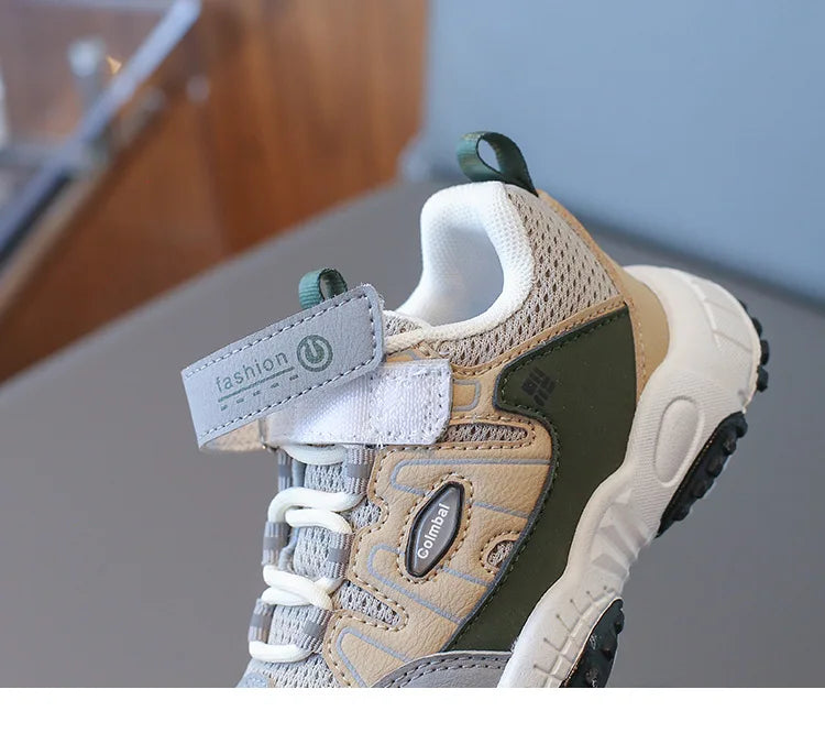 Boys’ Patchwork Sneakers – Casual Outdoor Sports Shoes