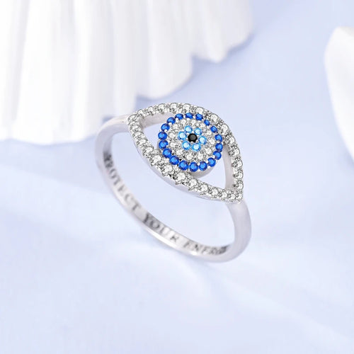 925 Sterling Silver Blue Evil Eyes Ring Original Design Zircon Finger Lucky Sign Rings for Women High Quality Fine Jewelry Gift
