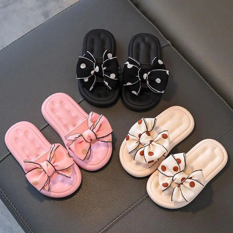 Girls’ Summer Princess Slippers – Soft Non-Slip Bow Beach Shoes