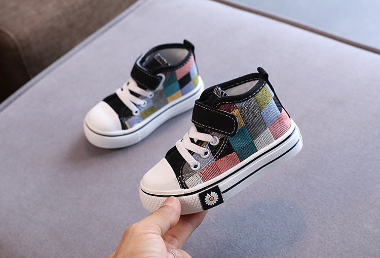 Kids’ Canvas Sneakers – Breathable Checkered Casual Shoes