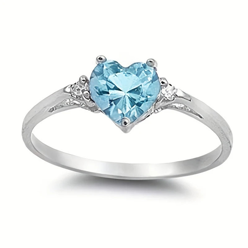 Huitan Chic Multiple Colored Heart CZ Ring Women Graceful Lady Fashion Delicate Love Jewelry for Engagement Wedding Band Gift