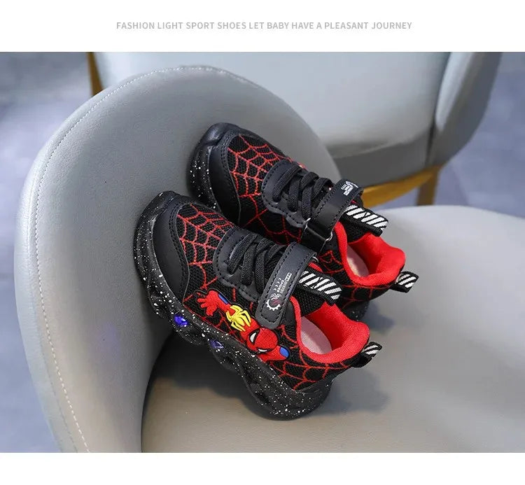 Disney Spiderman LED Sneakers – Boys’ Light-Up Mesh Shoes (Size 21–30)
