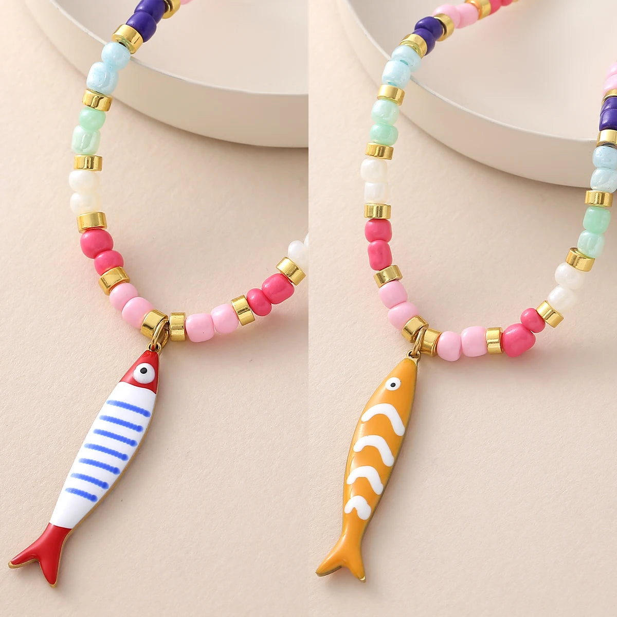 Enamel Fish Pendant Necklace
