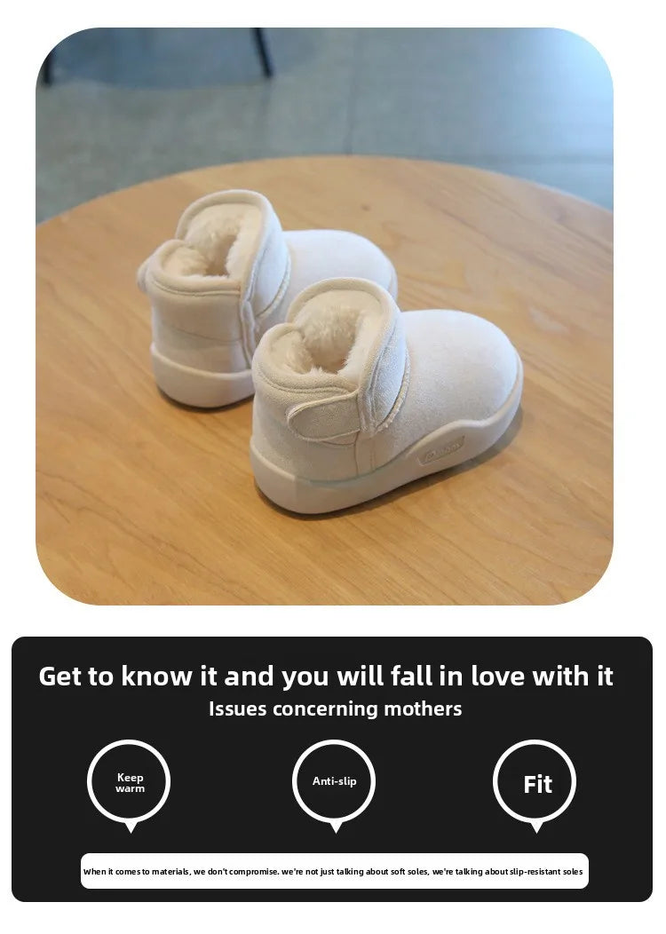 Kids 2025 Winter Snow Boots – Plush Warm Toddler Shoes (Size 15–24)