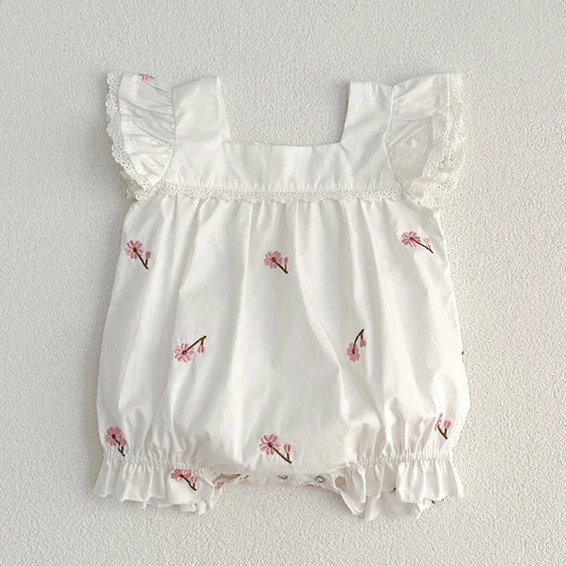 Baby Girls Sleeveless Embroider Flower