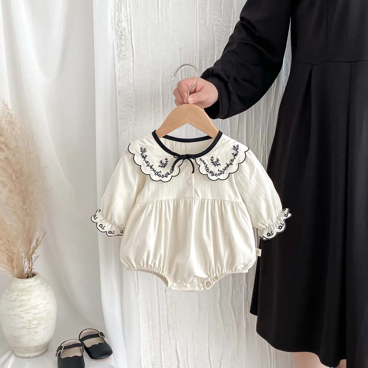Newborn Long Sleeve Lapel Romper