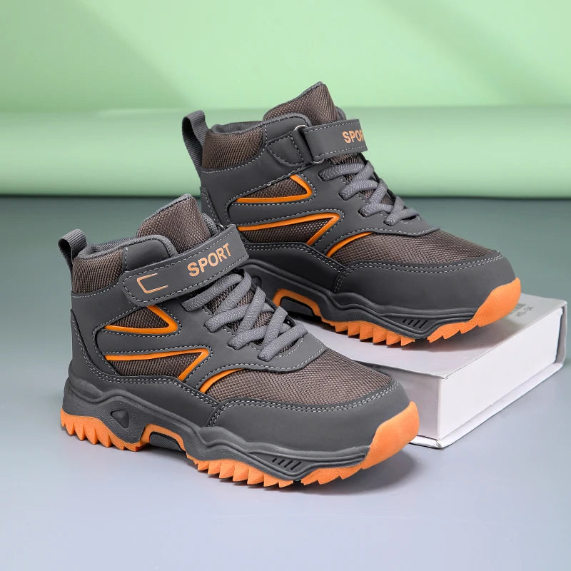 Boys’ Leather Sports Sneakers – Non-Slip, Breathable (Sizes 29–40)