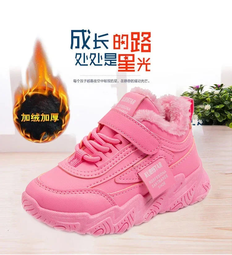 Spring New Kids Sneakers 2025 PU Girls Casual Mesh Solid Pink Light Boys White Hook & Loop Children Non-slip Sports Shoes