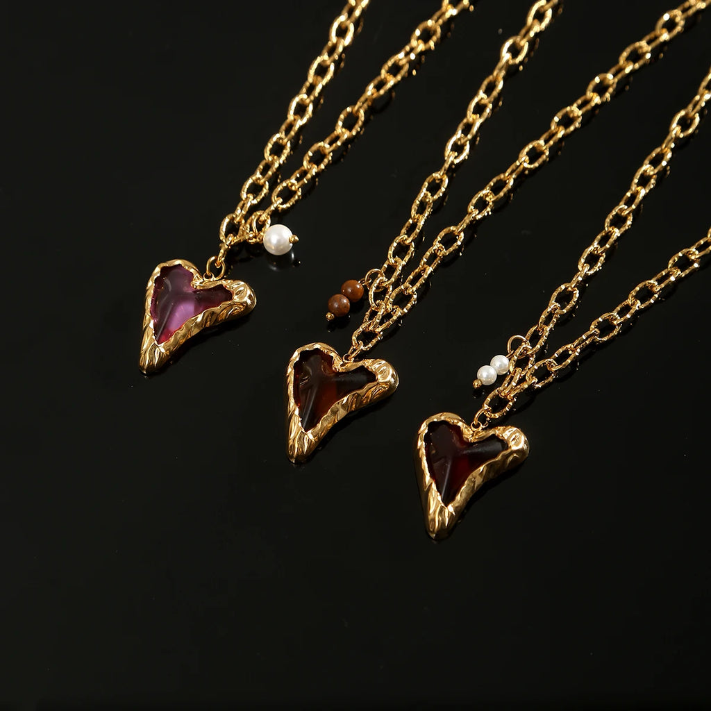 Jolivie Stainless Steel Retro Heart Pendants
