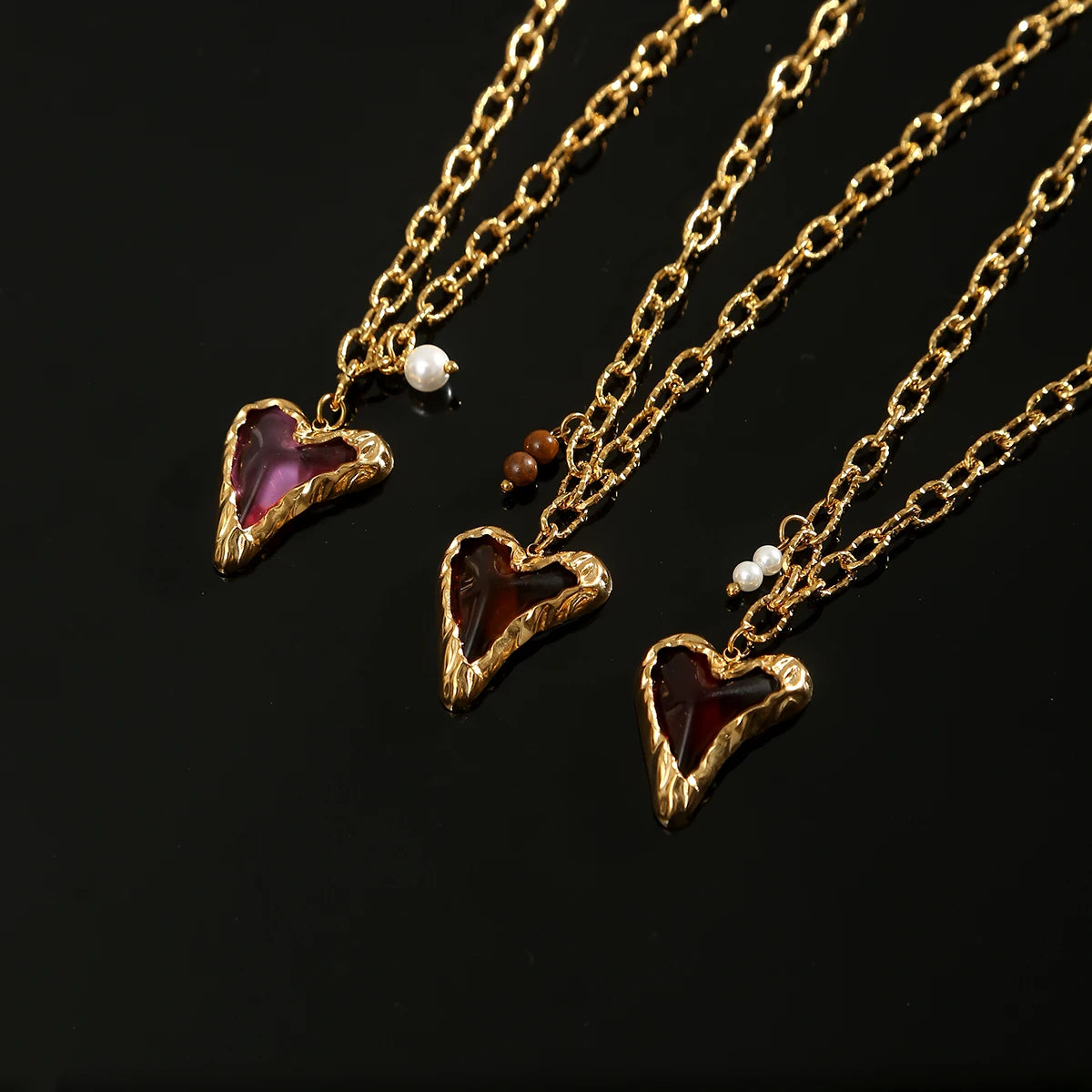 Jolivie Stainless Steel Retro Heart Pendants