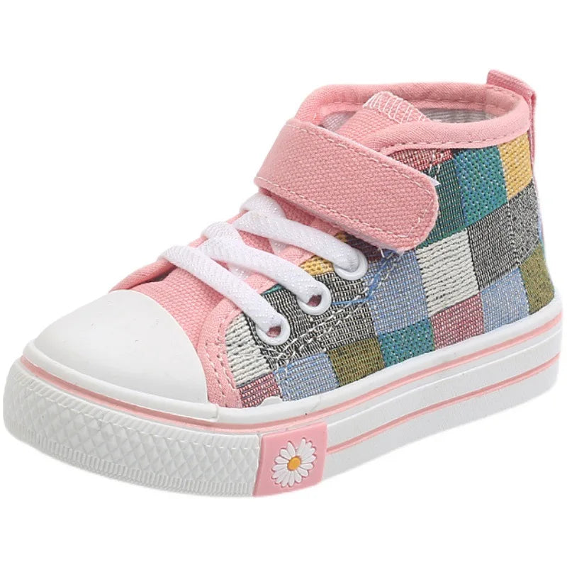 Kids’ Canvas Sneakers – Breathable Checkered Casual Shoes