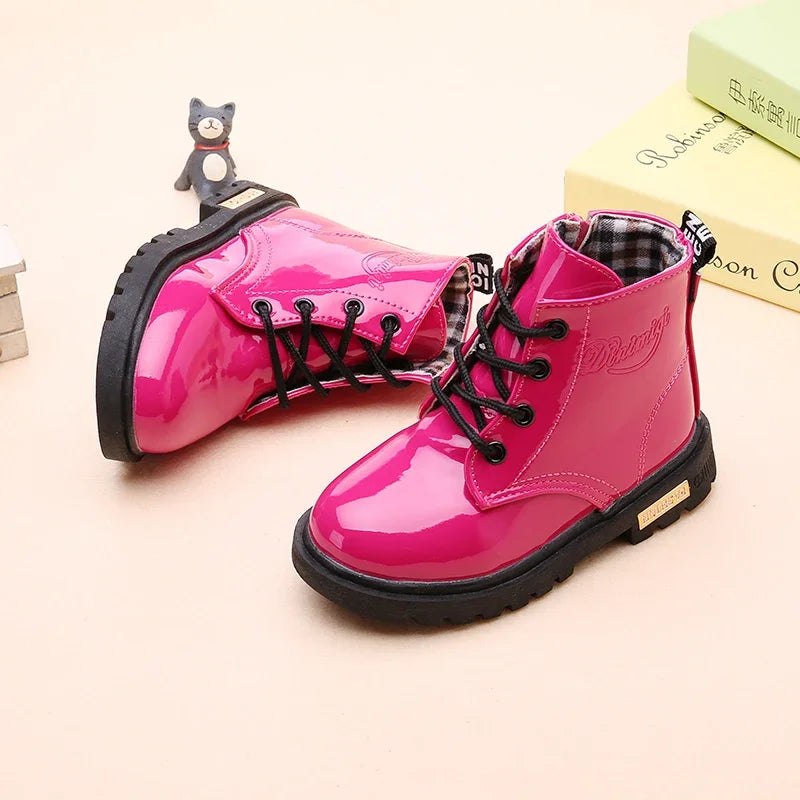 Girls’ PU Leather Winter Boots