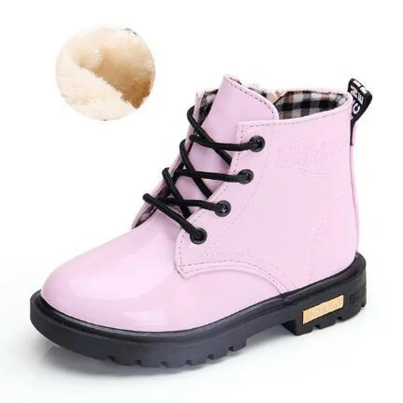 Girls’ PU Leather Winter Boots