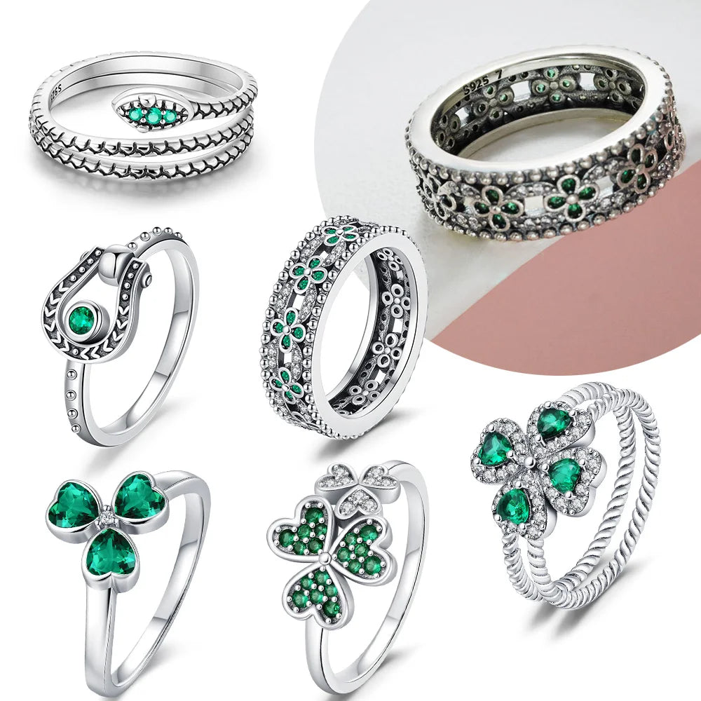 S925 Sterling Silver Green Ring