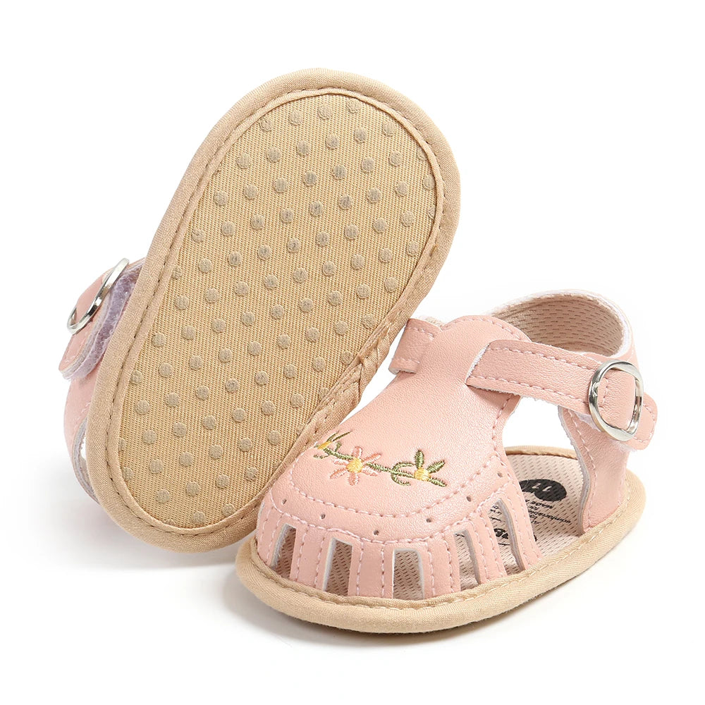 Baby Girl Summer Sandals – Breathable Lightweight Floral Wrap-Toe Shoes