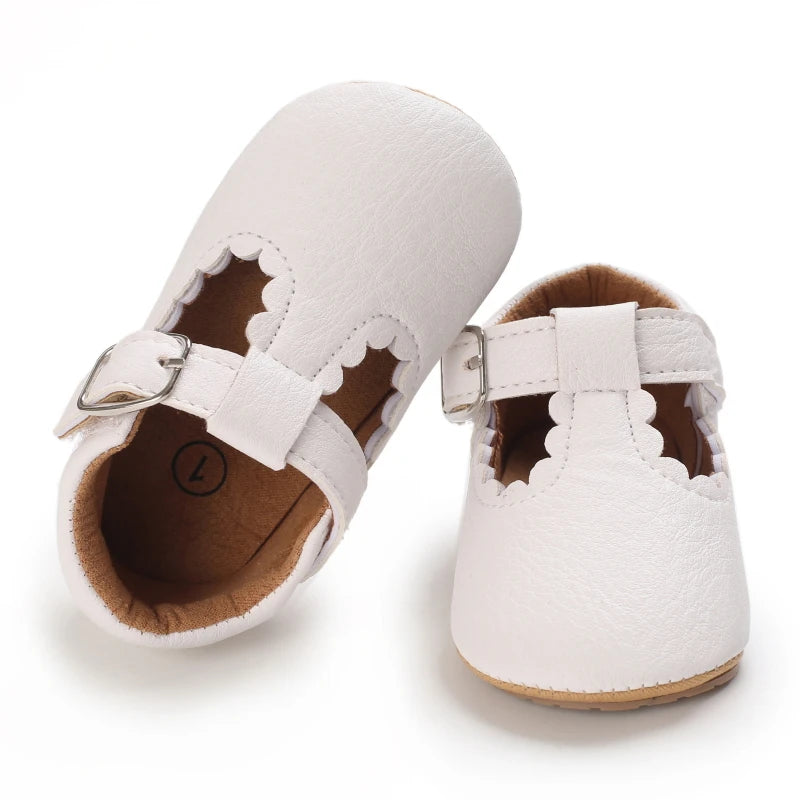 Baby Stripe Leather Shoes – Multicolor Non-Slip First Walkers