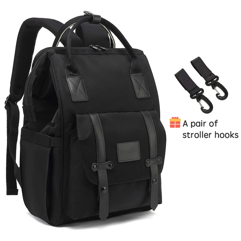 Maternity Diaper Backpack for Travel – Waterproof with Stroller Hooks