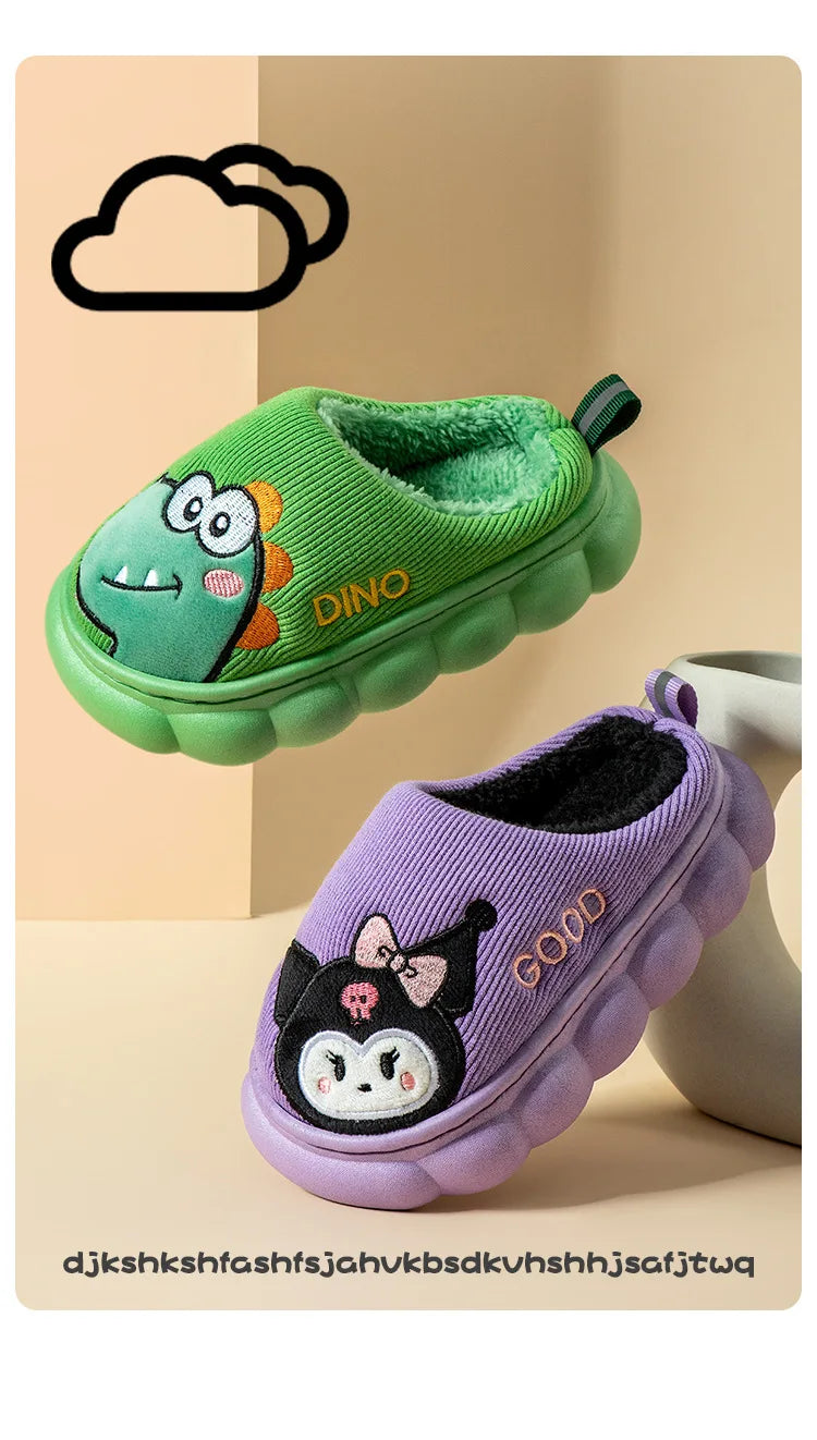 Kids’ Cotton Slippers – Warm, Anti-Slip Cartoon Plush Shoes