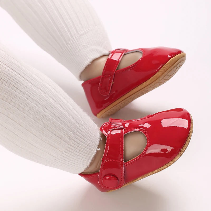 Baby Mary Jane Shoes (0–18M) – PU First Walkers with Bowknot