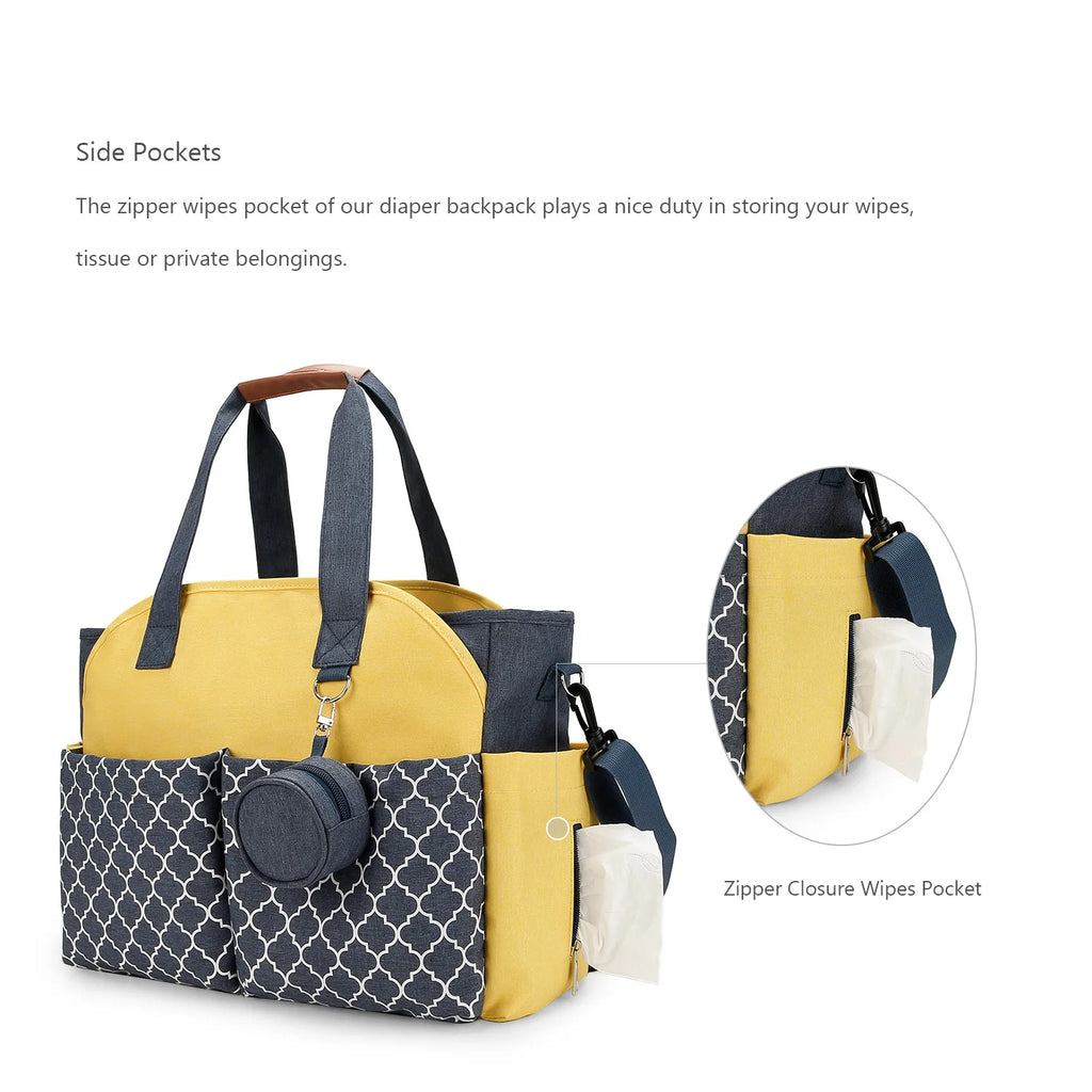 Diaper Bag Tote – Waterproof, Portable Baby Changing Bag with Shoulder Strap for Moms