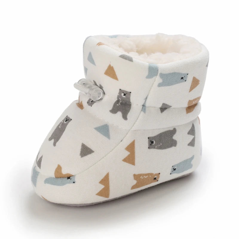 Baby Winter Snow Boots (0–18M) – Soft Warm Cartoon Printed Shoes