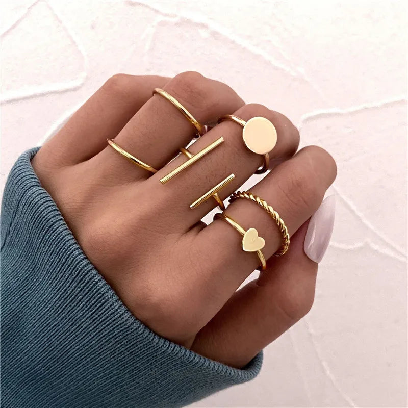 Heart Geometric Gold Butterfly Ring