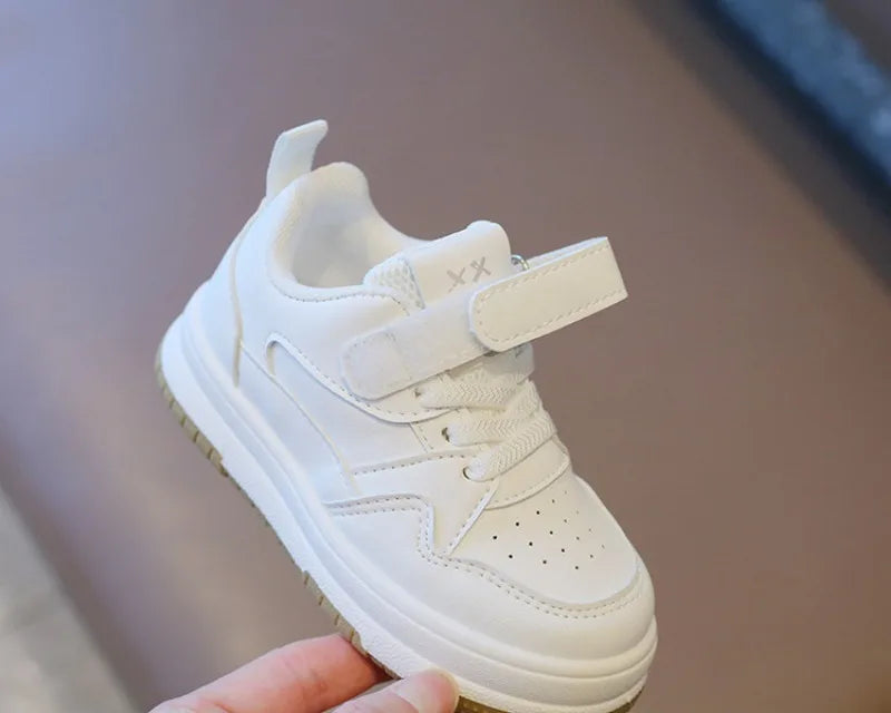 Kids White Spring/Autumn Sneakers – Lightweight Soft-Sole Casual Shoes