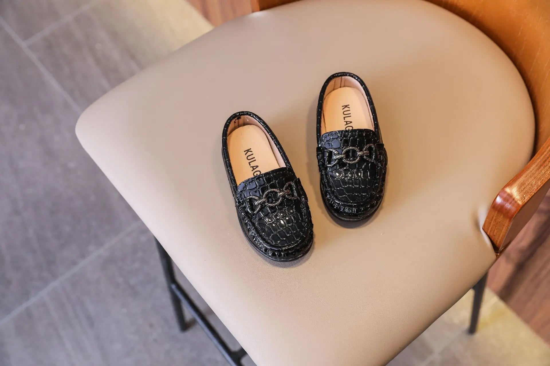 Kids’ Leather Loafers – Casual Slip-On Moccasins (21–30)