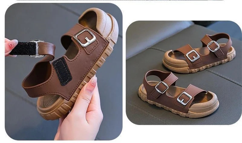 Kids’ Summer Sandals – Soft, Anti-Kick, Solid Color
