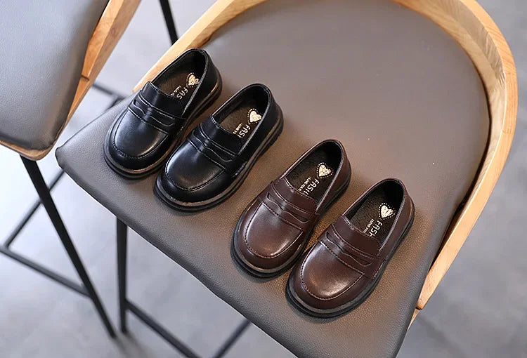 Kids’ Leather Loafers – Slip-On School & Party Shoes (21–36)
