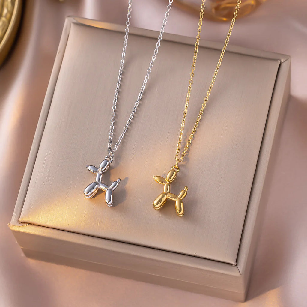 Stainless Steel Balloon Dog Pendant Necklace