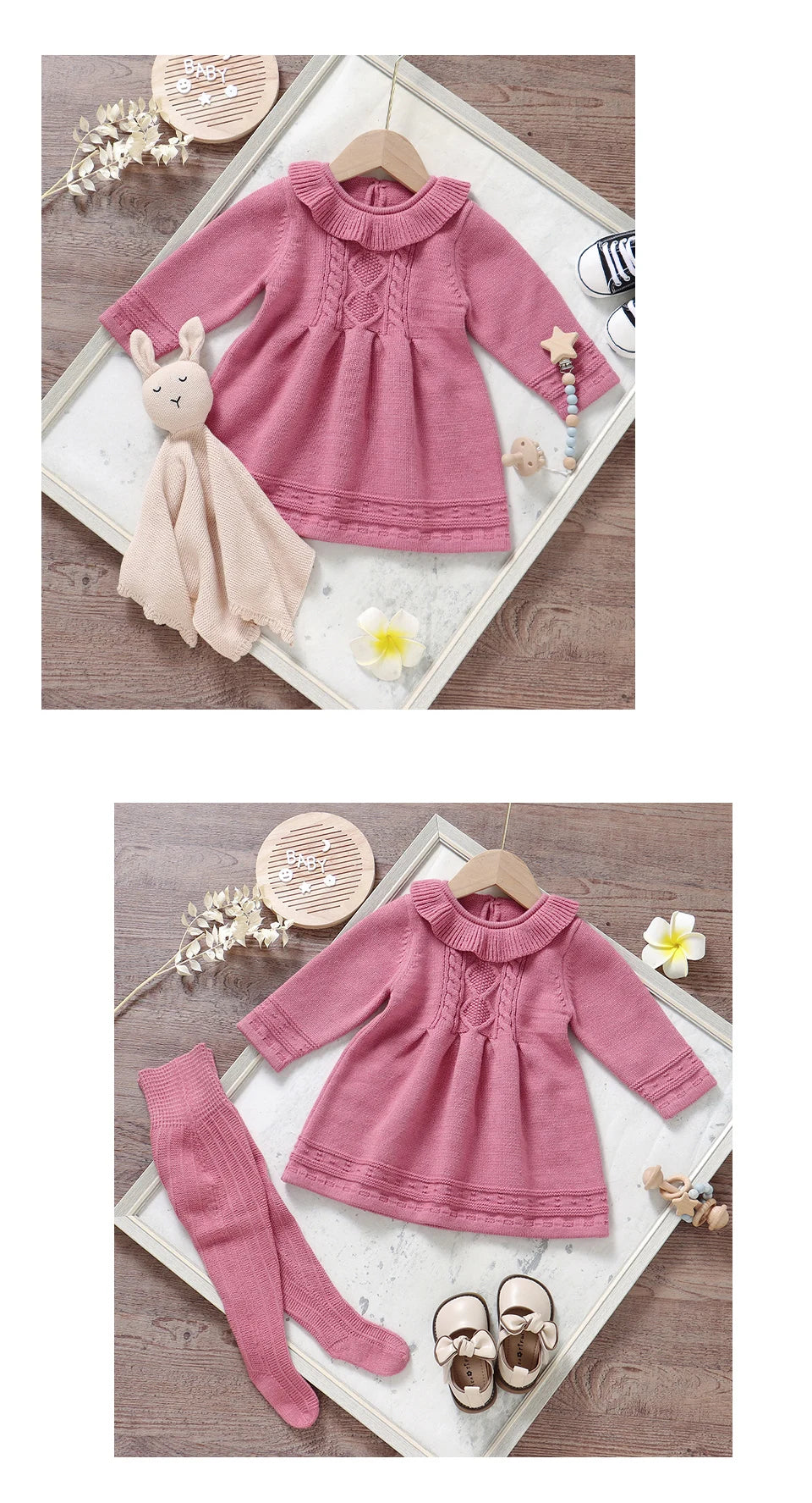 Baby Girl Princess Knitted Dress – Long Sleeve (6–36M)