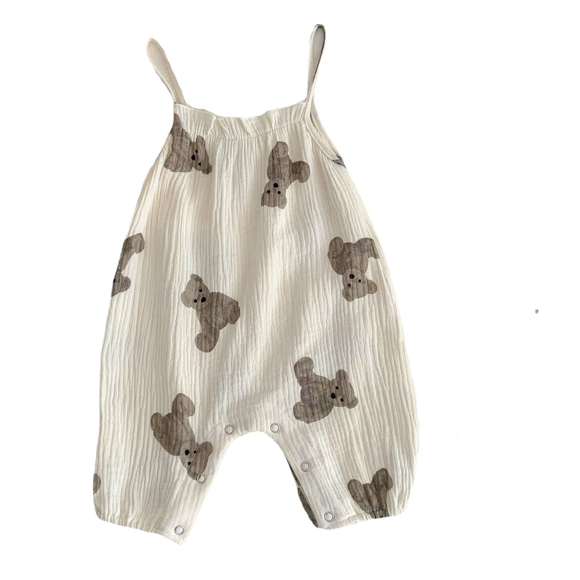 Cute Baby Bear Jumpsuit & Hat – Summer (0–18M)