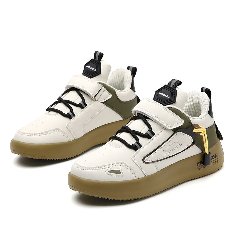 Kids Leather Sneakers – Anti-Slip Casual Sport Shoes for Boys & Girls