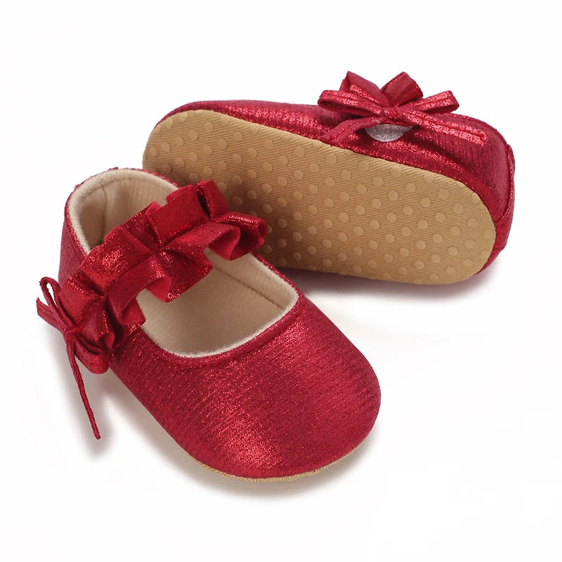 Baby Shoes (0–18M) – Plush Soft Bow Casual Sneakers