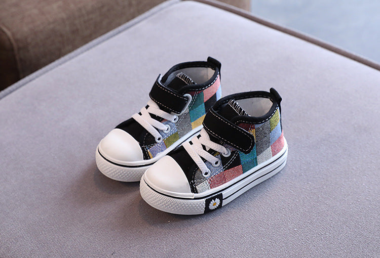 Kids’ Canvas Sneakers – Breathable Checkered Casual Shoes