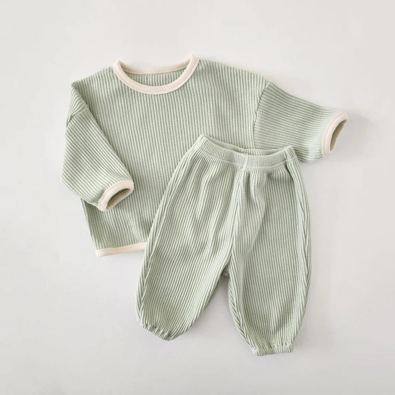 Infant Boy Cotton Clothes Set, Waffle Patch