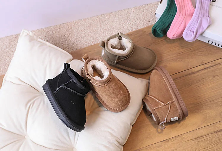 Baby Winter Snow Boots – Leather Plush Non-Slip Toddler Shoes