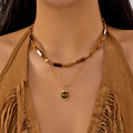 Vintage Tiger Eye Stone Beaded Heart