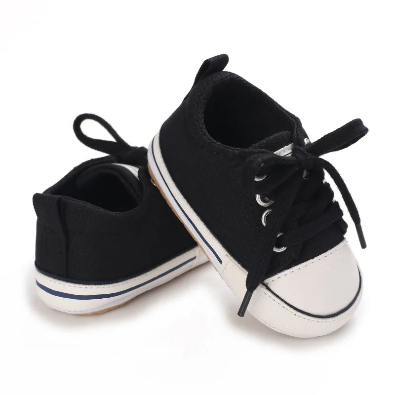 Baby Canvas Sneakers – Lace-Up Non-Slip Rubber Sole Shoes