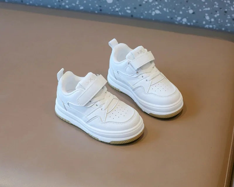 Kids White Spring/Autumn Sneakers – Lightweight Soft-Sole Casual Shoes