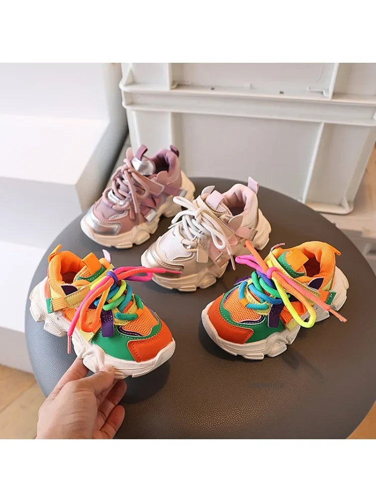Kids Colorful Mesh Sneakers – Breathable All-Season Sport Shoes