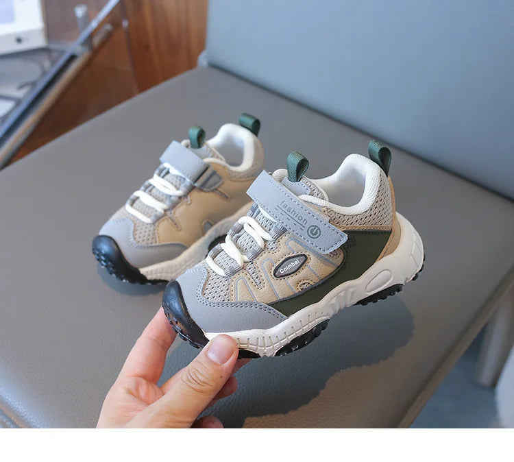 Boys’ Patchwork Sneakers – Casual Outdoor Sports Shoes